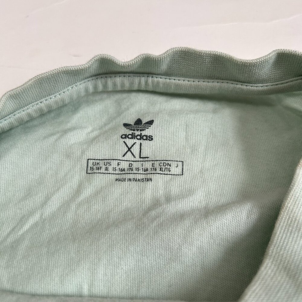 Adidas Originals Kids Size XL 15-16Y Green trefoil short sleeve tee T-shirt - Picture 8 of 15